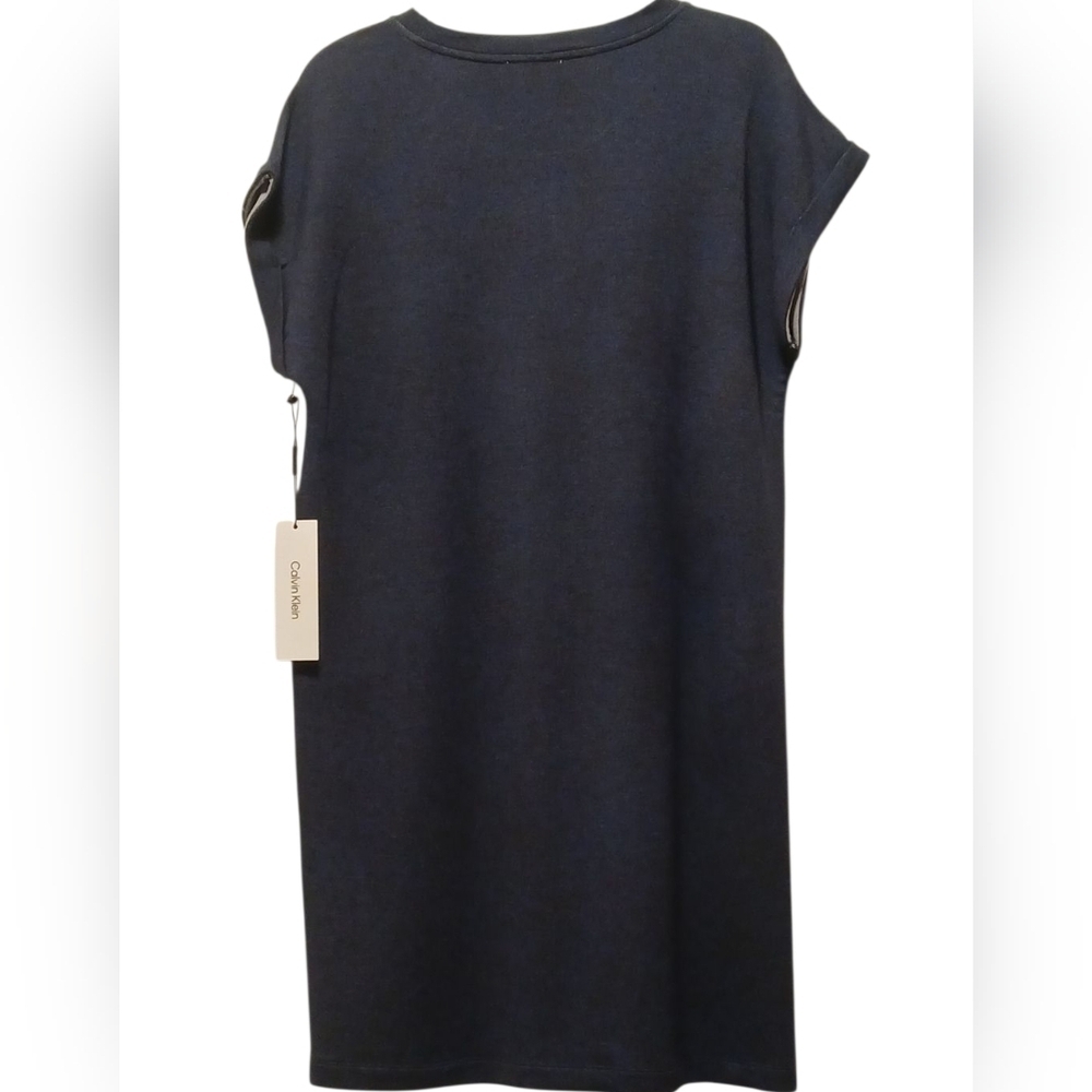 Calvin Klein - NWT, Blue Sweater Dress, Short Sleeve W/Cuffs, Size S, - Picture 3 of 12